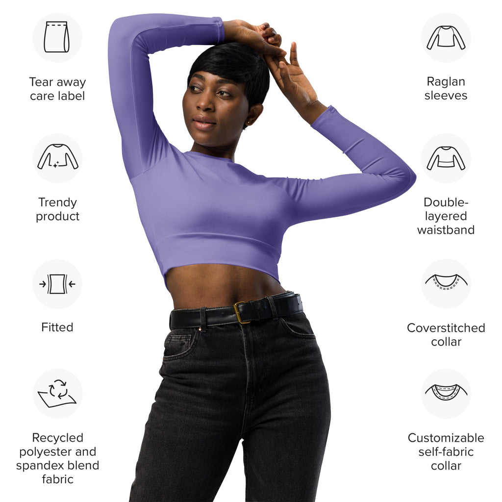 Lavender Purple Recycled Long-sleeve Crop Top