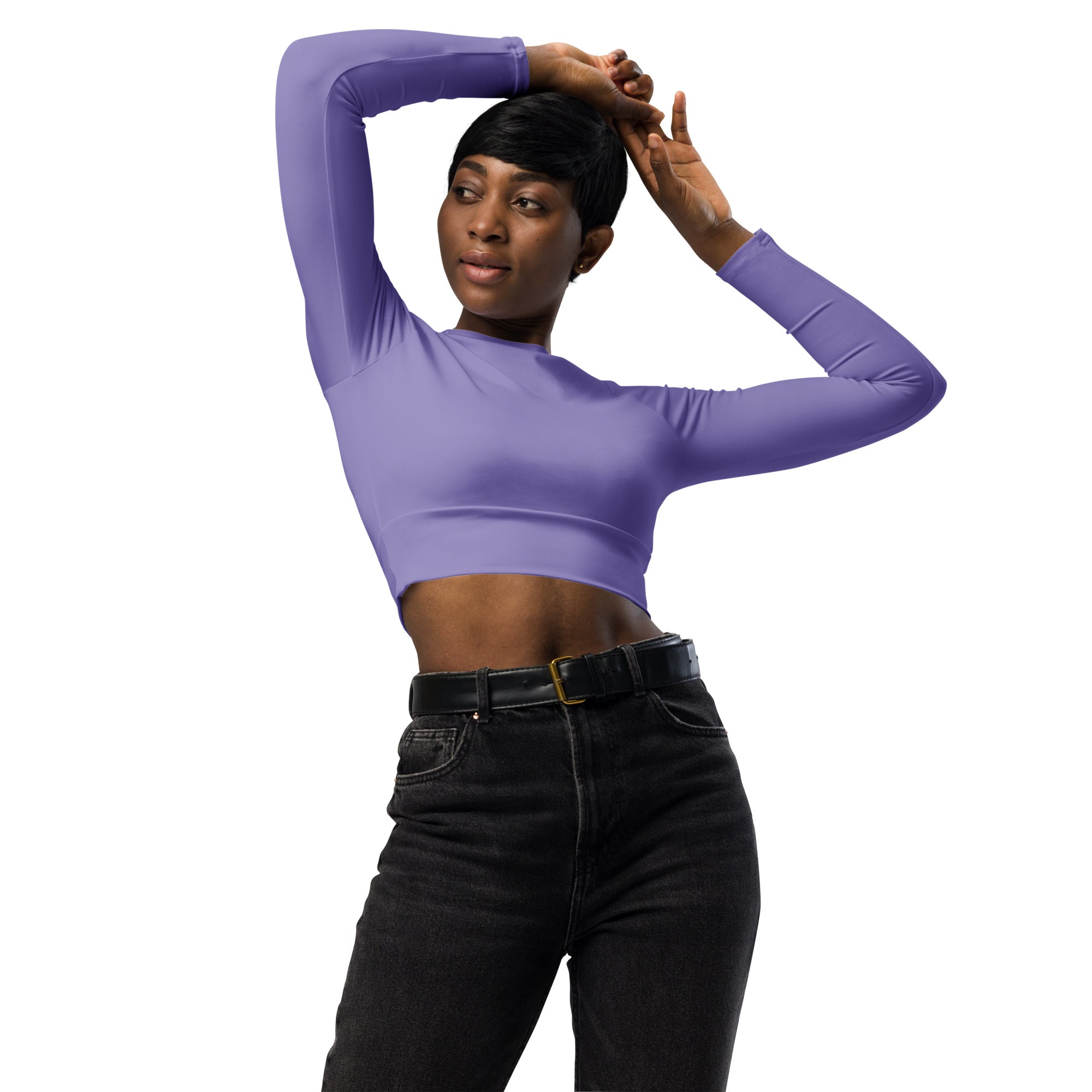 Lavender Purple Recycled Long-sleeve Crop Top