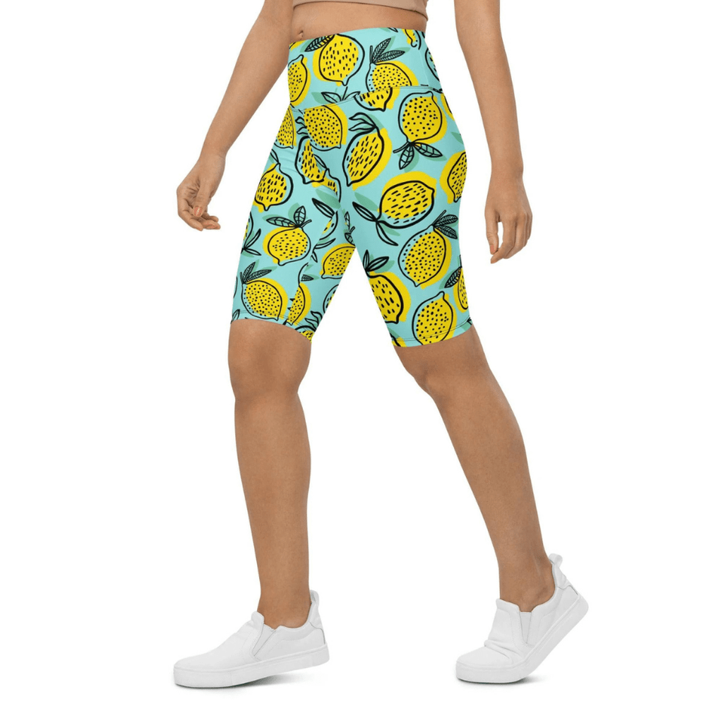 Lemon Pattern Biker Shorts