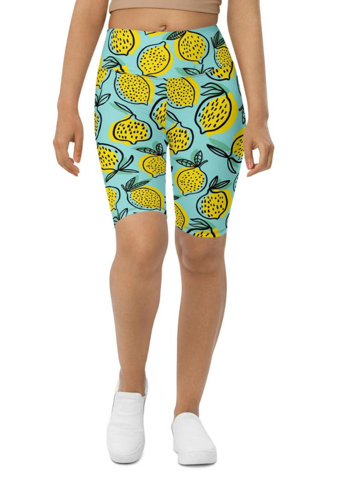 Lemon Pattern Biker Shorts