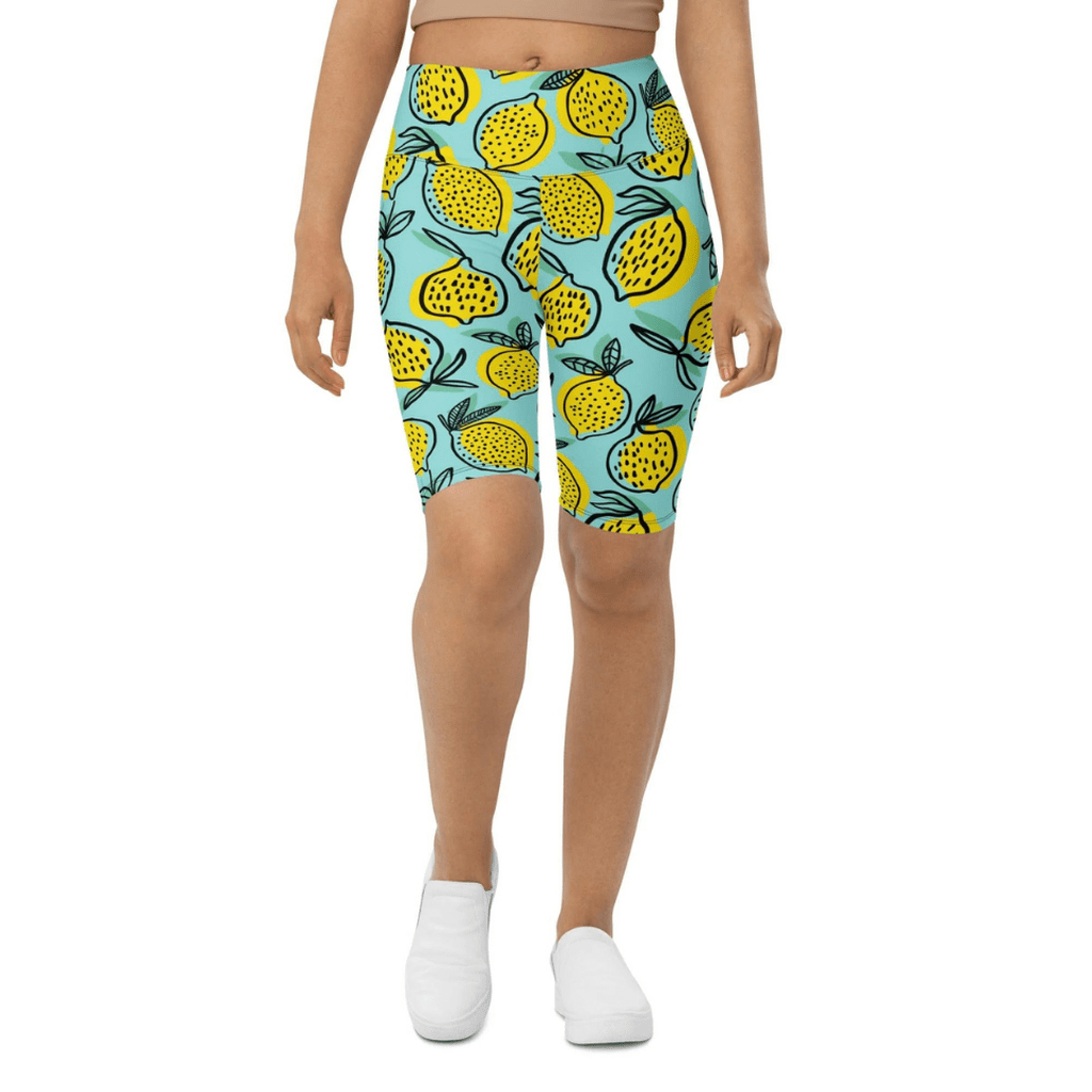 Lemon Pattern Biker Shorts