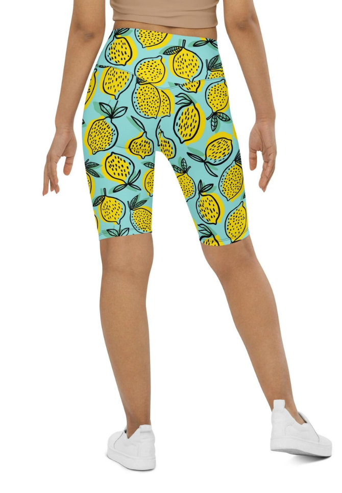 Lemon Pattern Biker Shorts
