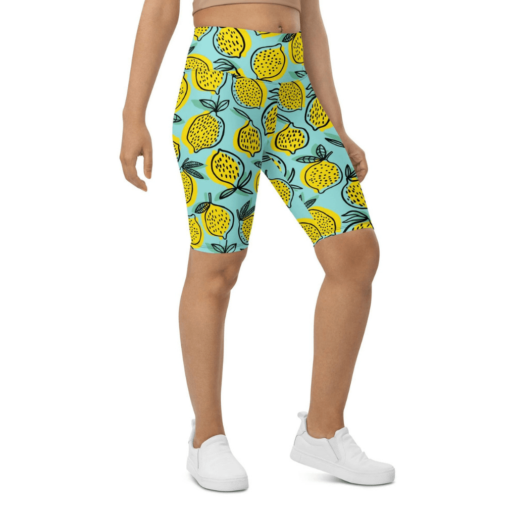 Lemon Pattern Biker Shorts
