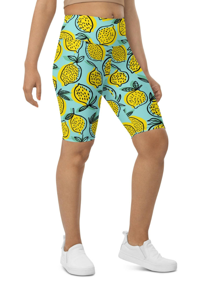 Lemon Pattern Biker Shorts