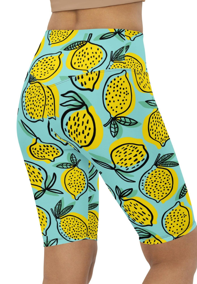 Lemon Pattern Biker Shorts