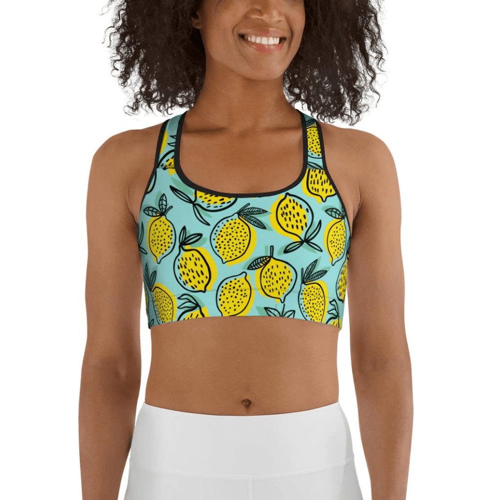 Lemon Pattern Sports Bra