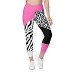 Leopard Color Block Crossover Leggings With Pockets