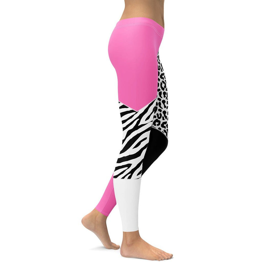 Racing Leopard Checkered Leggings Blue