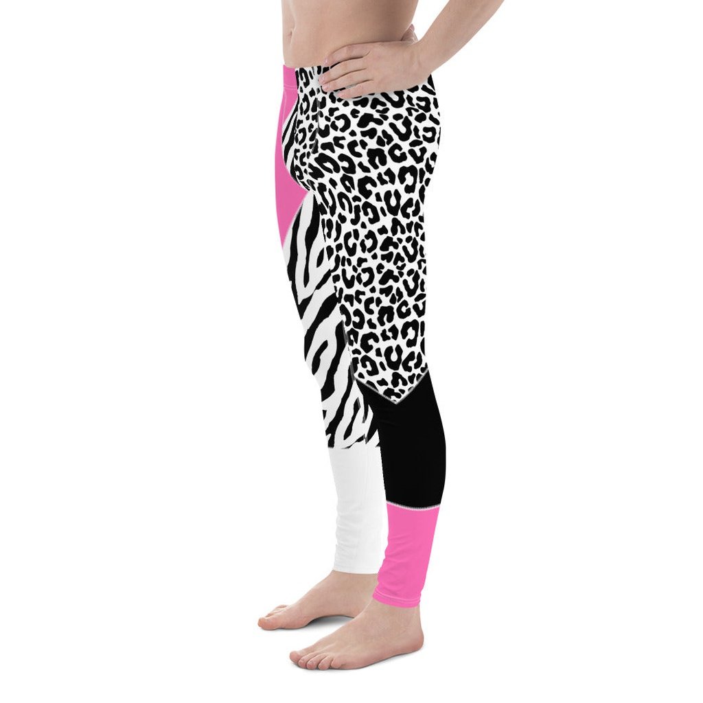 Leopard Color Block Men's Leggings