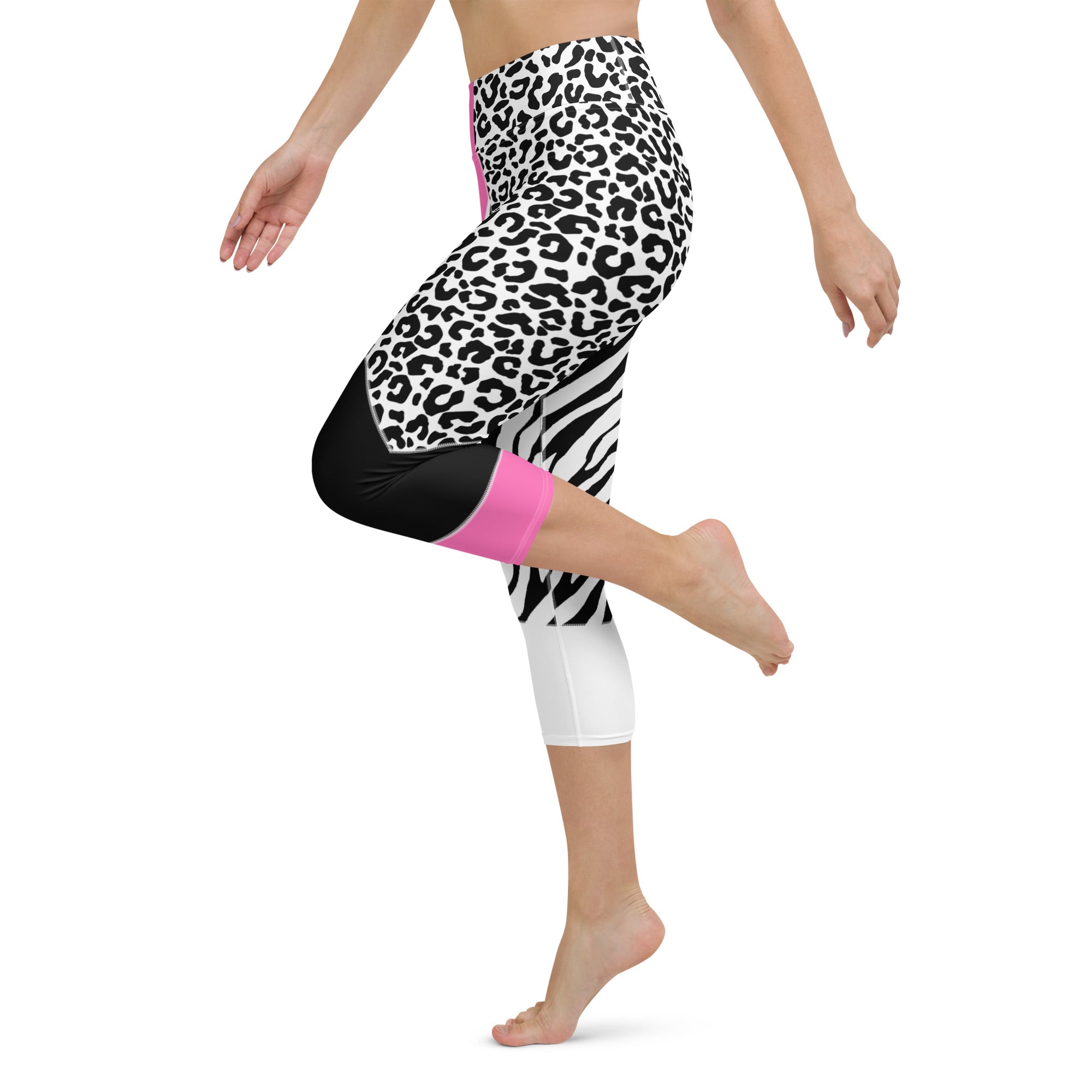 Leopard Color Block Yoga Capris