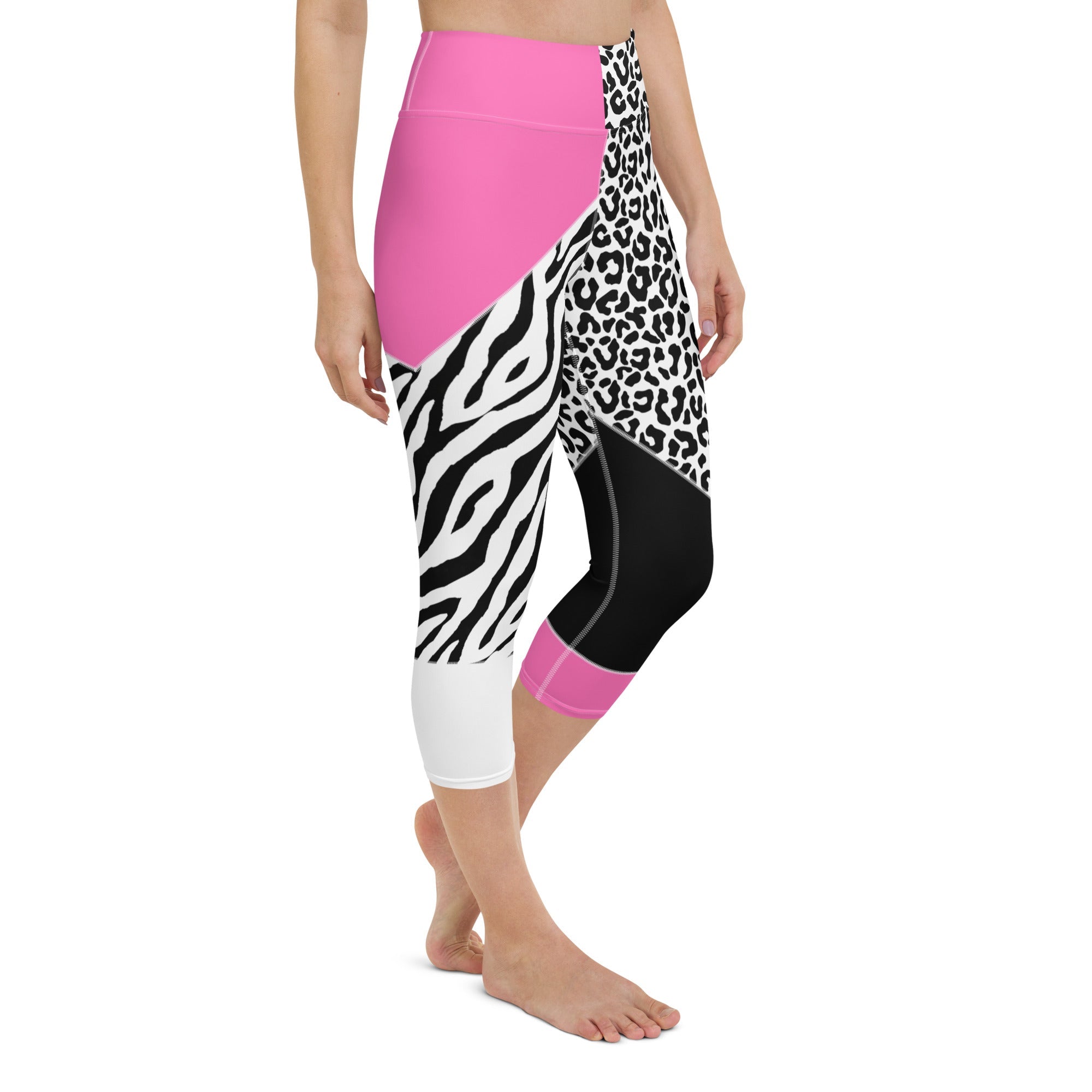 Leopard Color Block Yoga Capris
