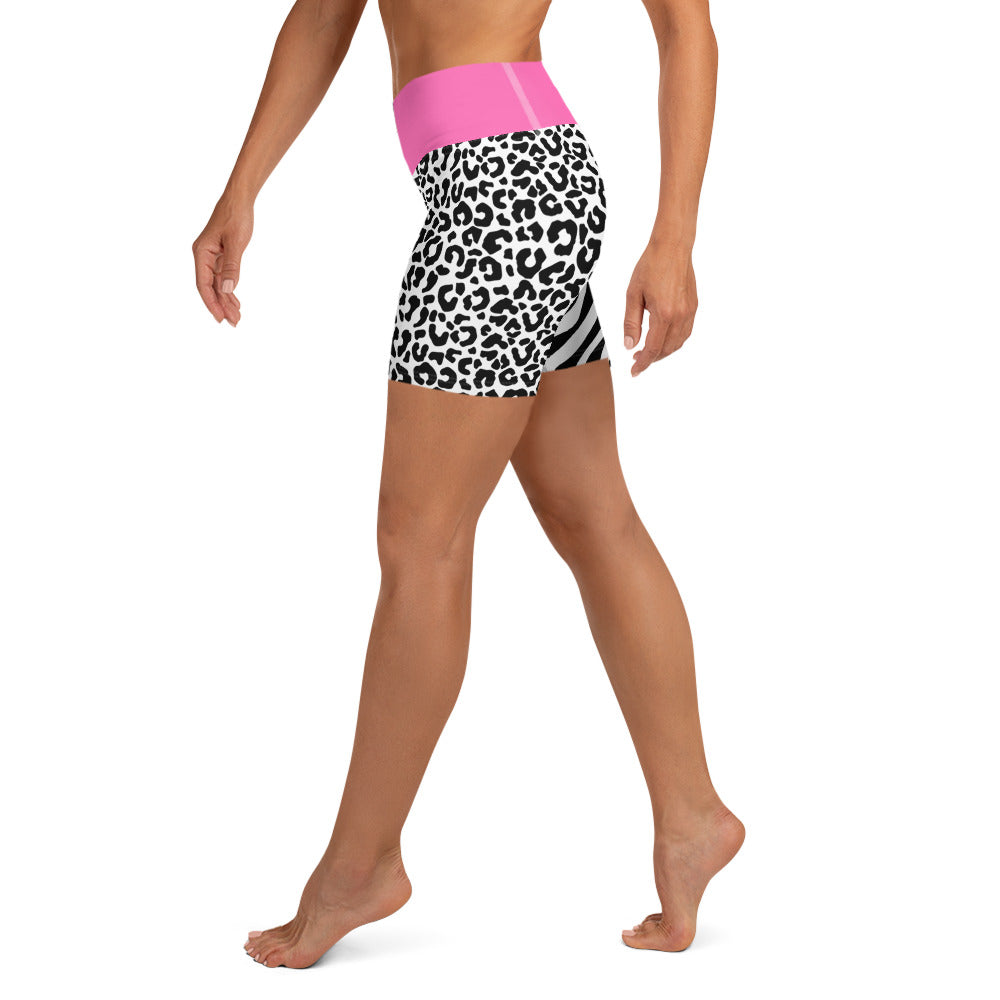 Leopard Color Block Yoga Shorts