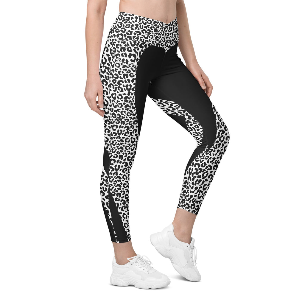Leopard Heart Shaped Crossover Leggings With Pockets