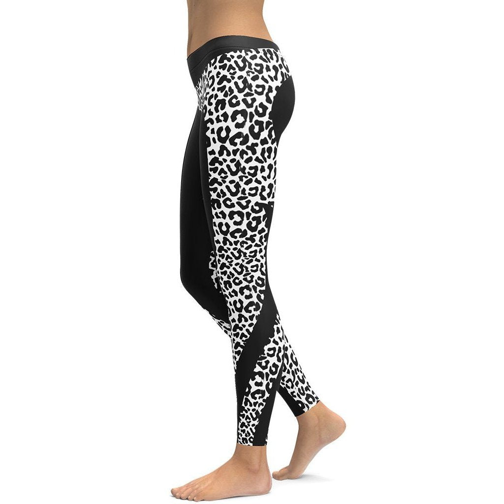 Exclusive Black and White Leopard with Leopard Custom Plus Size Leggings