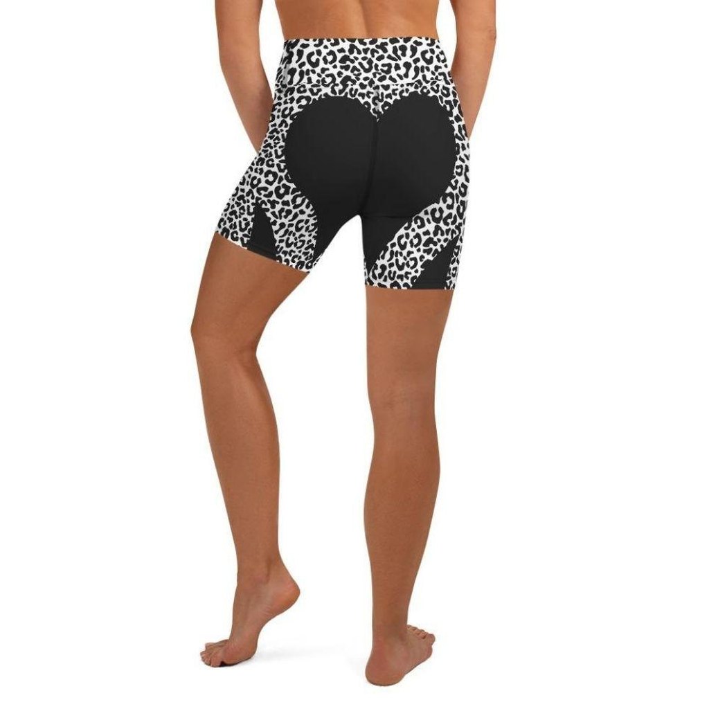 Leopard Heart Shaped Yoga Shorts
