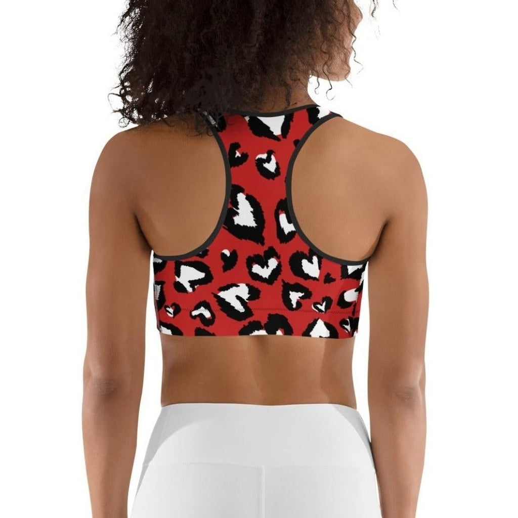 Leopard Hearts Sports Bra