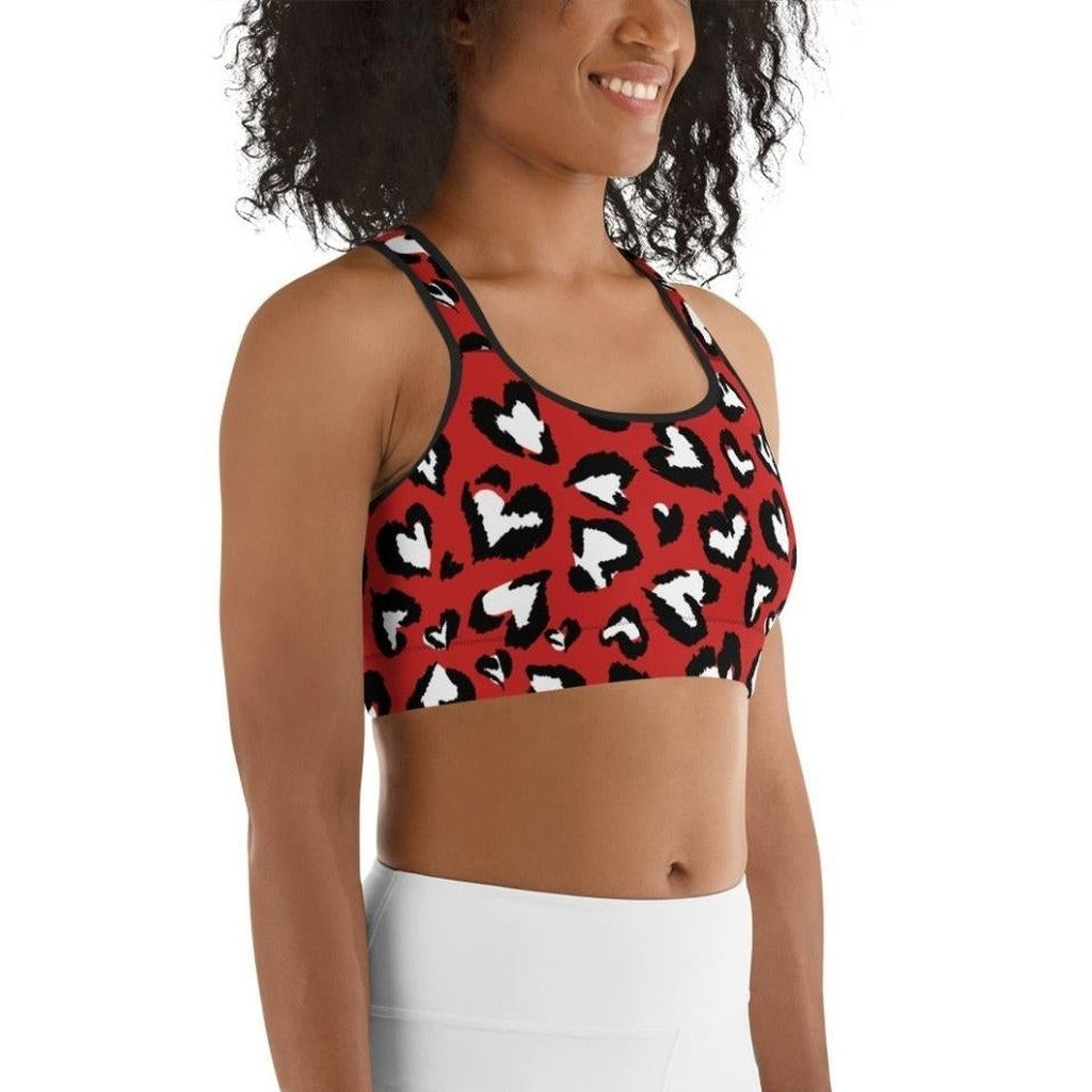 Leopard Hearts Sports Bra