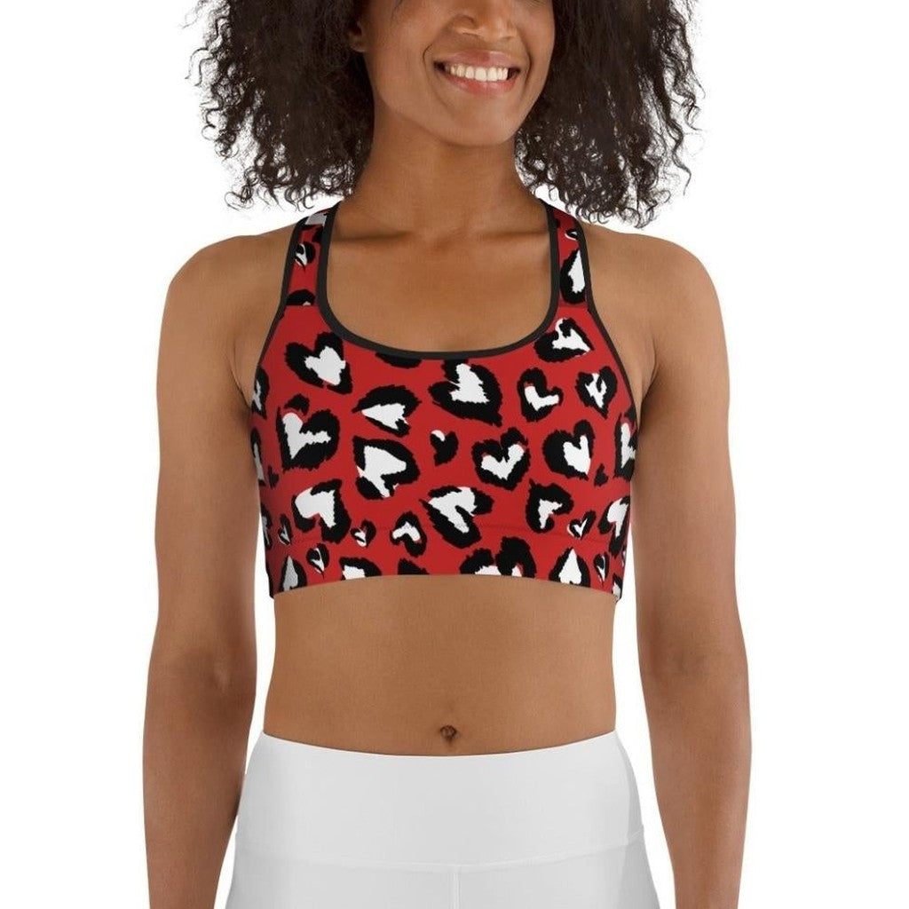 Leopard Hearts Sports Bra