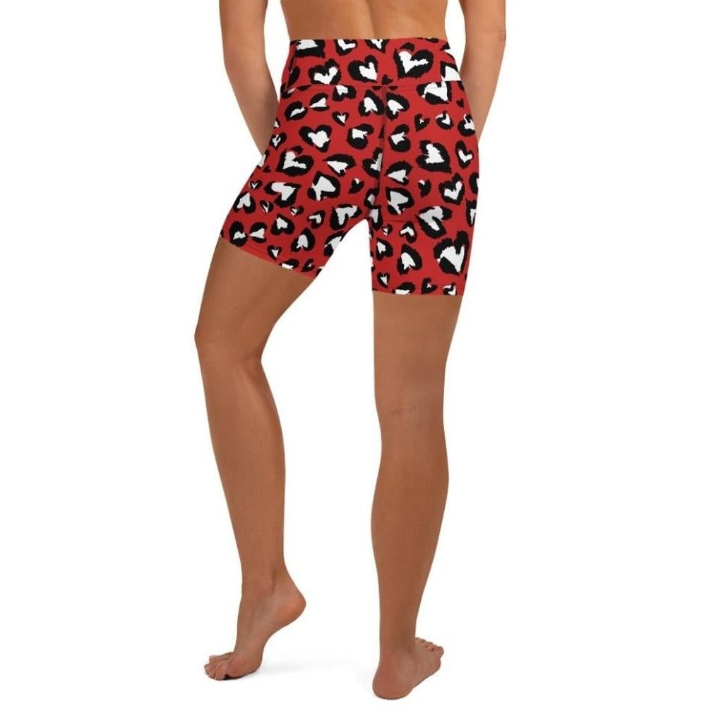 Leopard Hearts Yoga Shorts