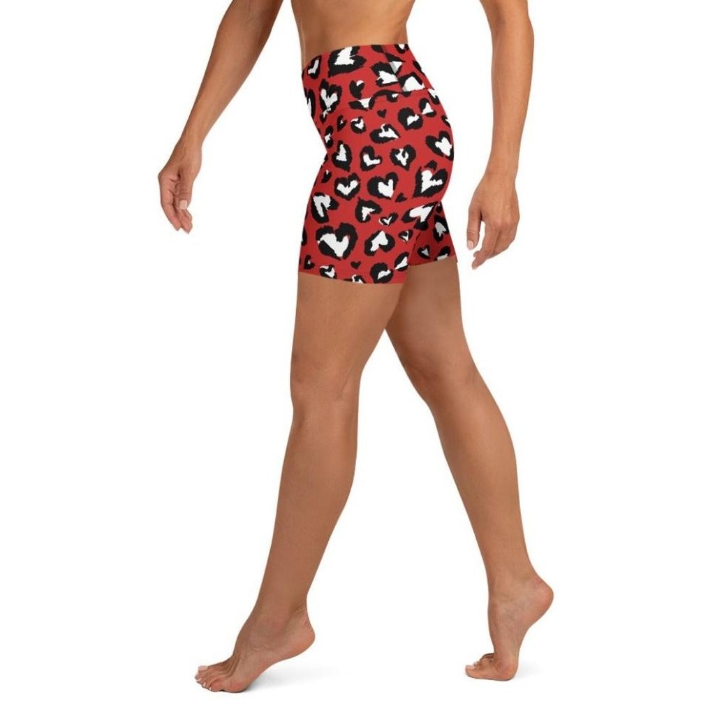 Leopard Hearts Yoga Shorts