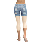 Light Nude Denim Shorts Capris