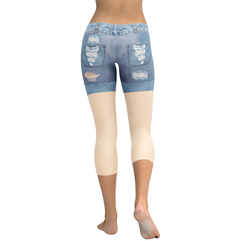Light Nude Denim Shorts Capris