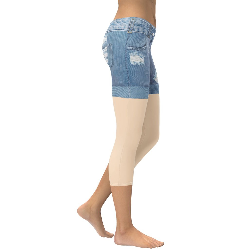 Light Nude Denim Shorts Capris