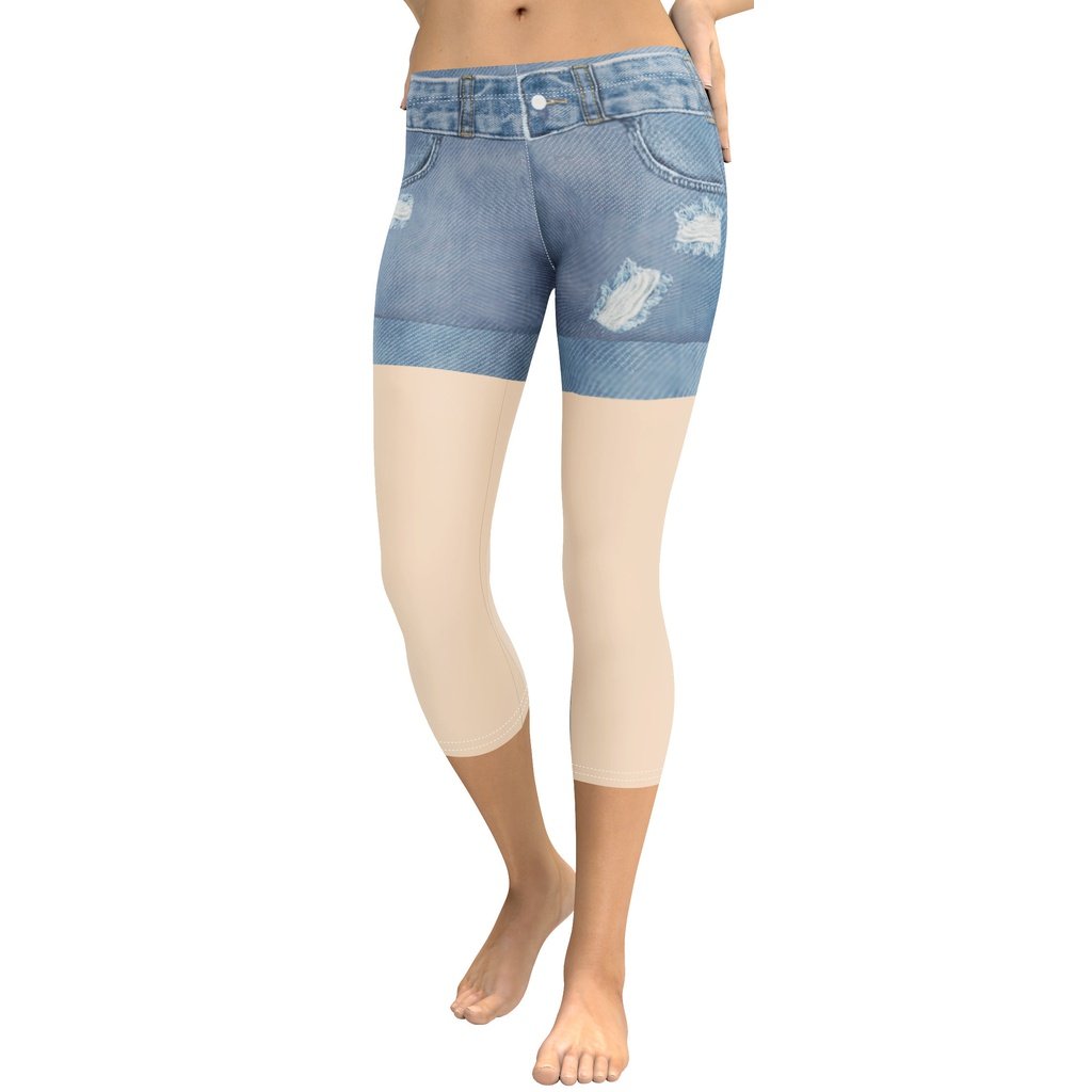 Light Nude Denim Shorts Capris
