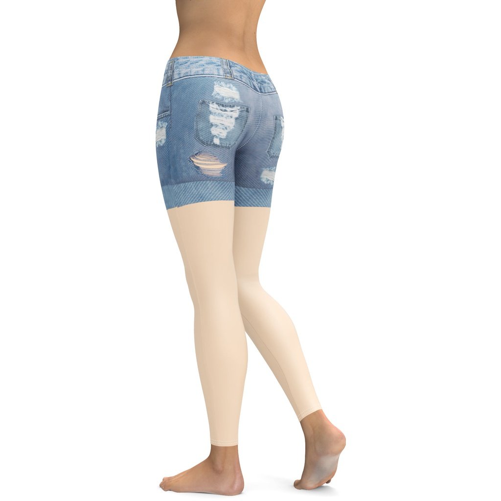 Light Nude Denim Shorts Leggings