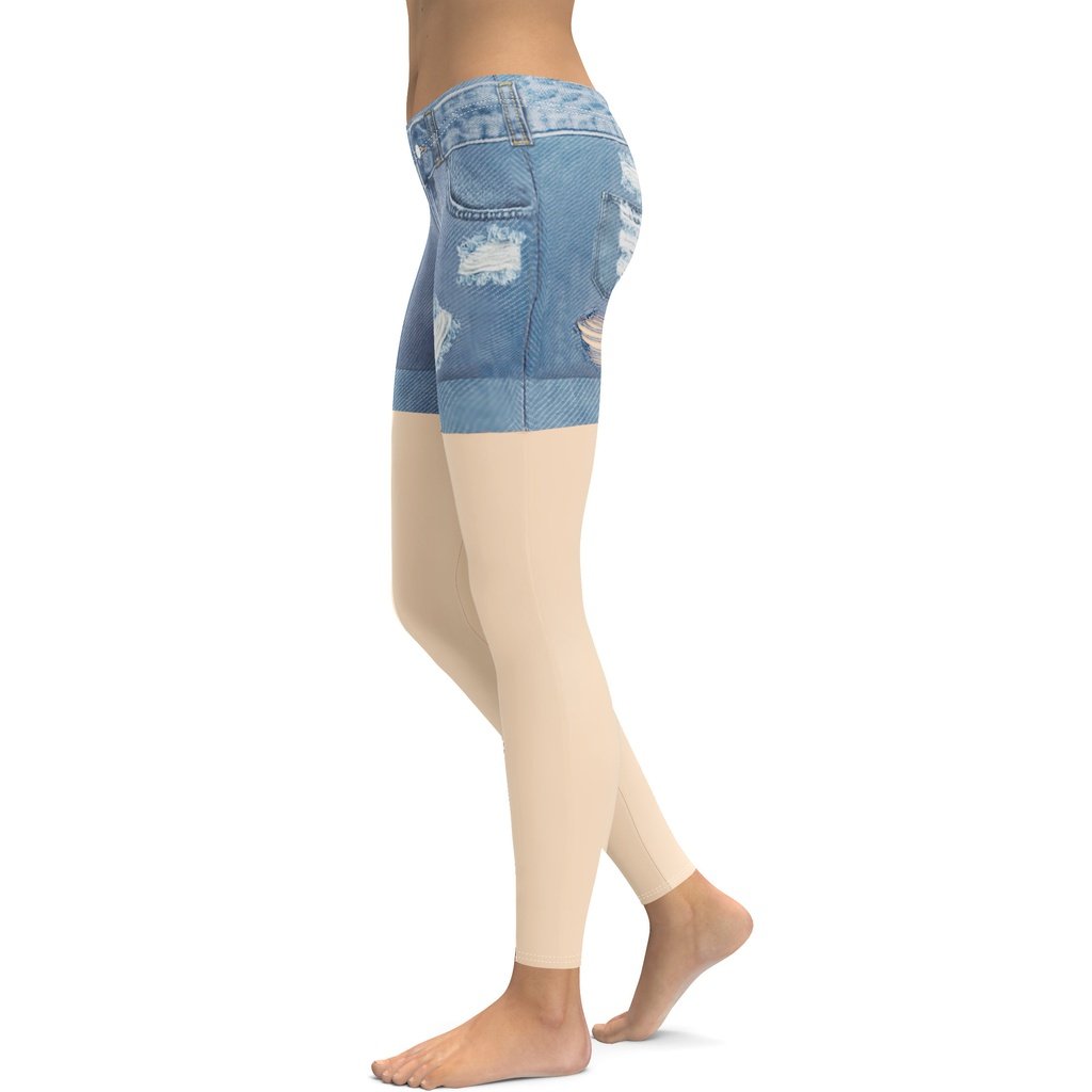 Light Nude Denim Shorts Leggings