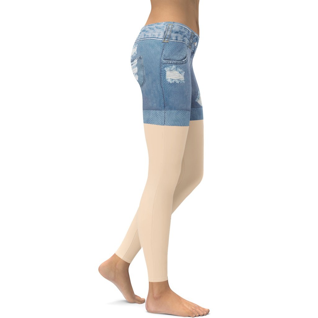 Light Nude Denim Shorts Leggings