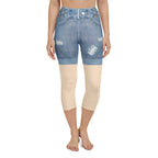 Light Tone Denim Shorts Yoga Capris