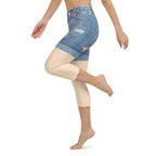 Light Tone Denim Shorts Yoga Capris