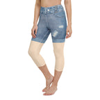 Light Tone Denim Shorts Yoga Capris