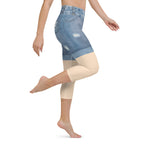Light Tone Denim Shorts Yoga Capris