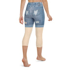 Light Tone Denim Shorts Yoga Capris