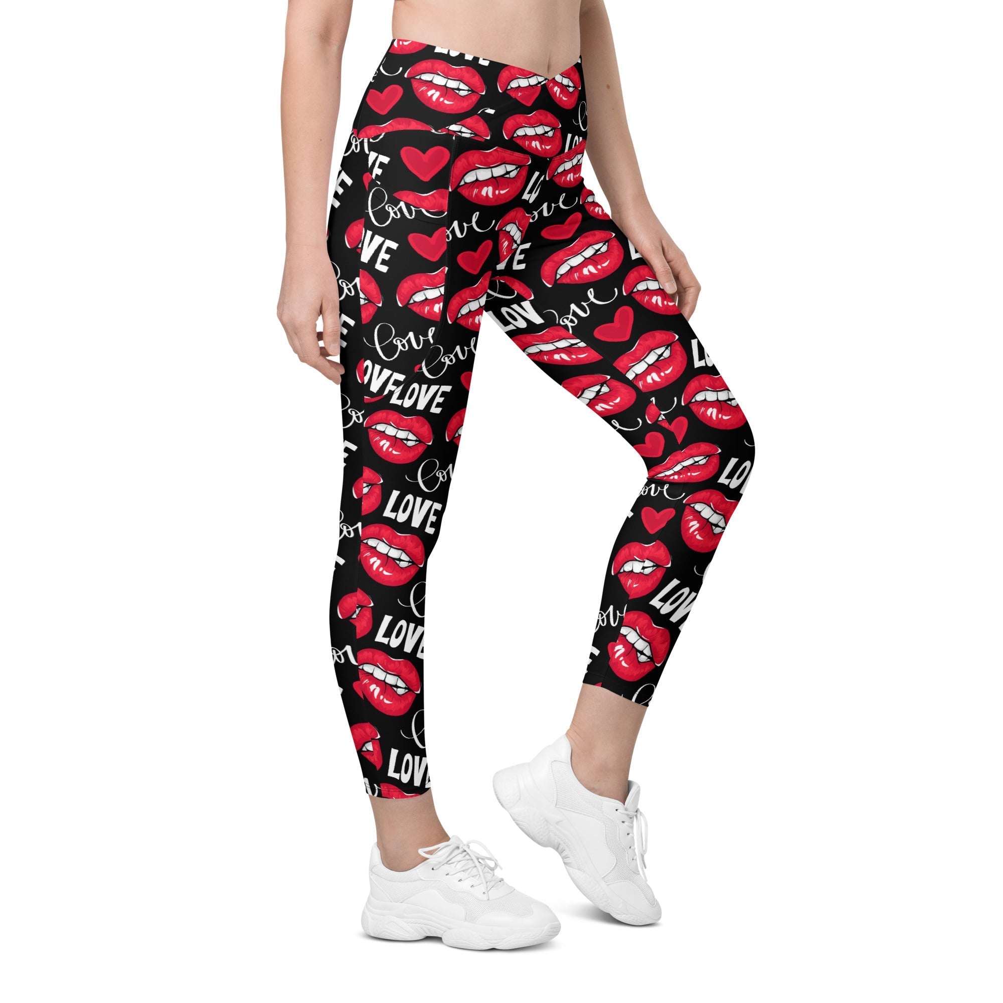 Love & Kisses Crossover Leggings With Pockets