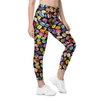 Macaroons Pattern Crossover Leggings With Pockets