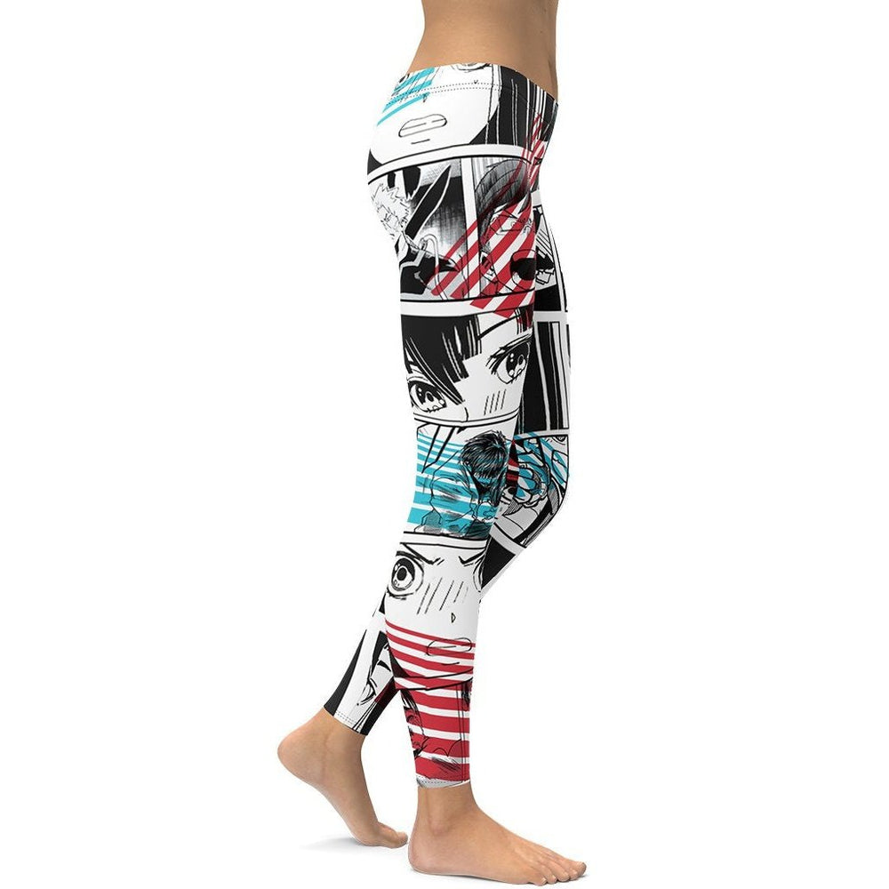 Dynamic Manga Comic Book Print Leggings FIERCEPULSE