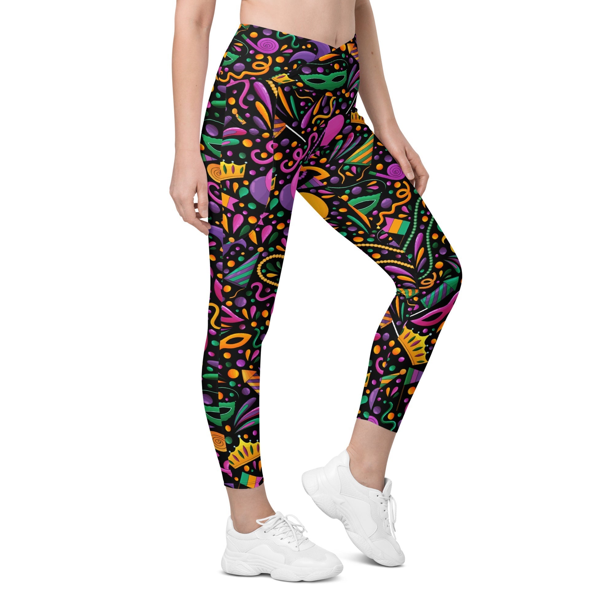 Mardi Gras Crossover Leggings With Pockets