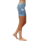 Medium Brown Denim Shorts Capris
