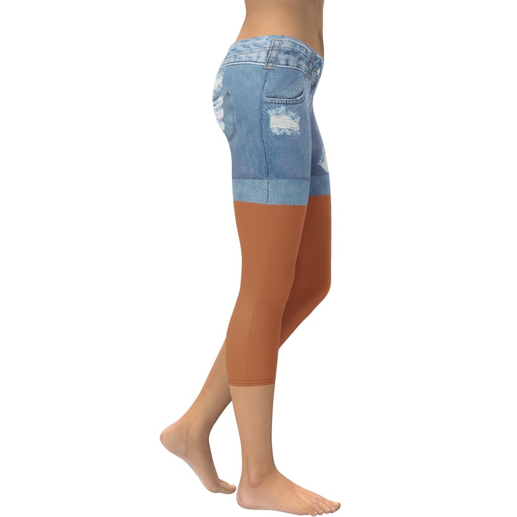 Medium Brown Denim Shorts Capris