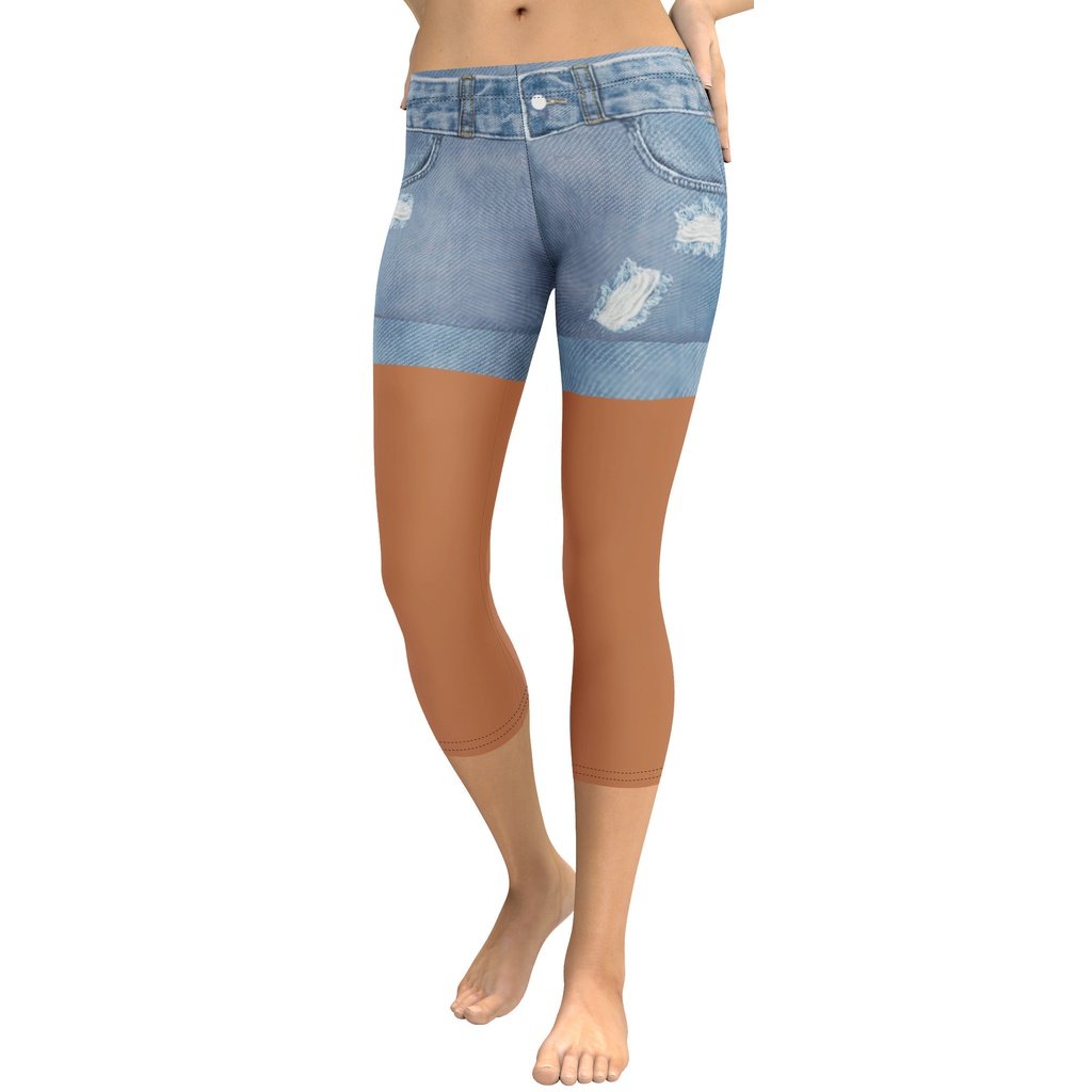 Medium Brown Denim Shorts Capris