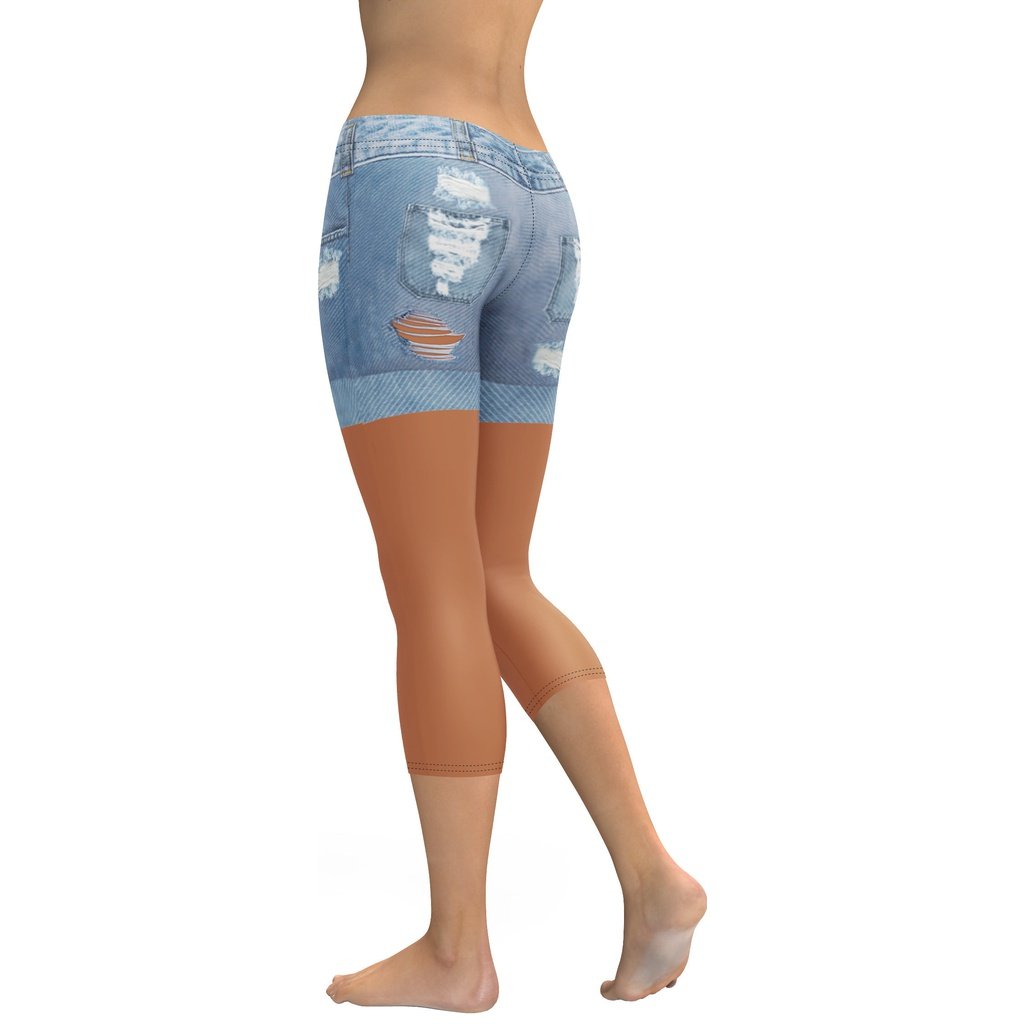 Medium Brown Denim Shorts Capris