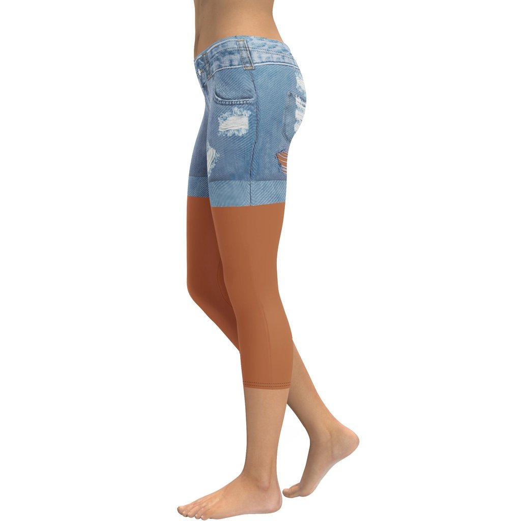 Medium Brown Denim Shorts Capris