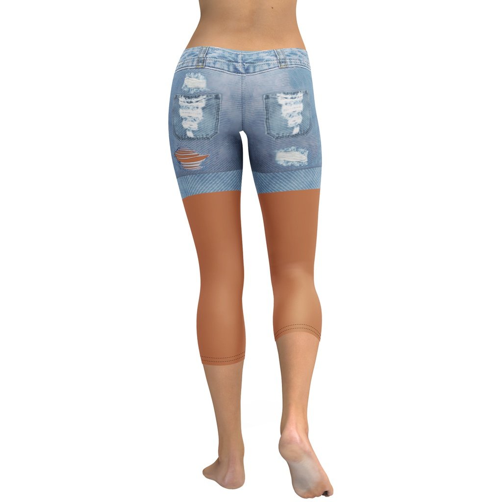 Medium Brown Denim Shorts Capris