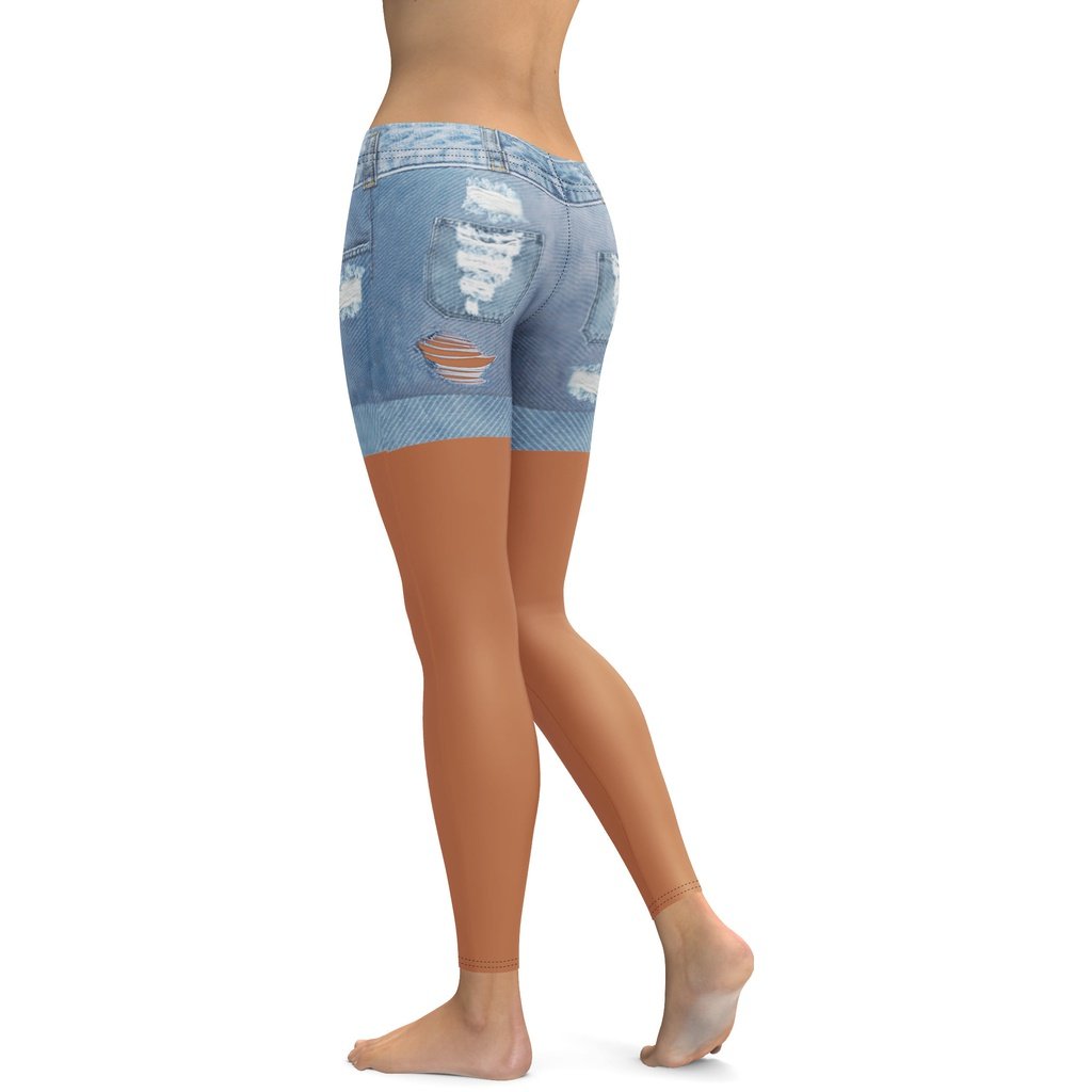 Medium Brown Denim Shorts Leggings