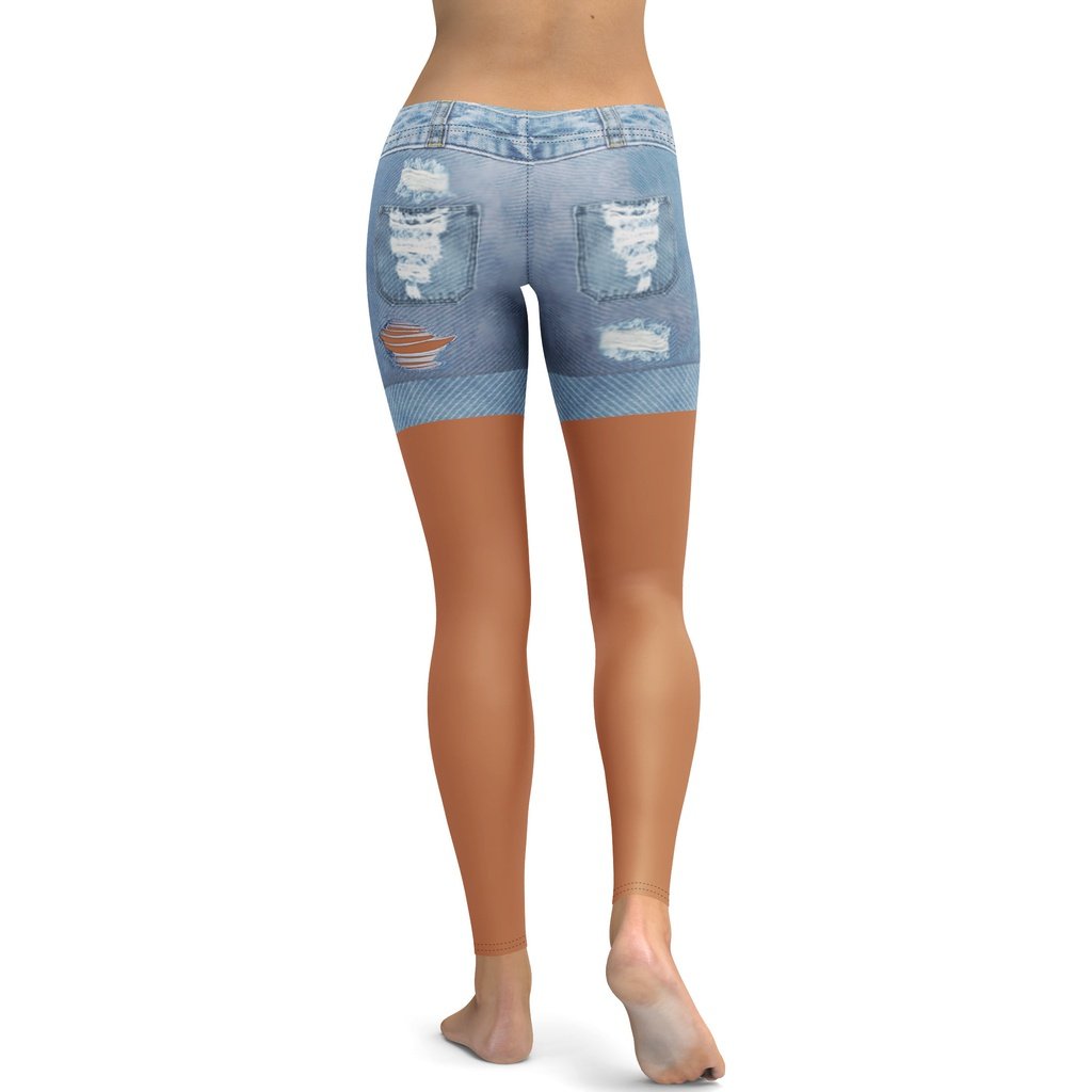Medium Brown Denim Shorts Leggings