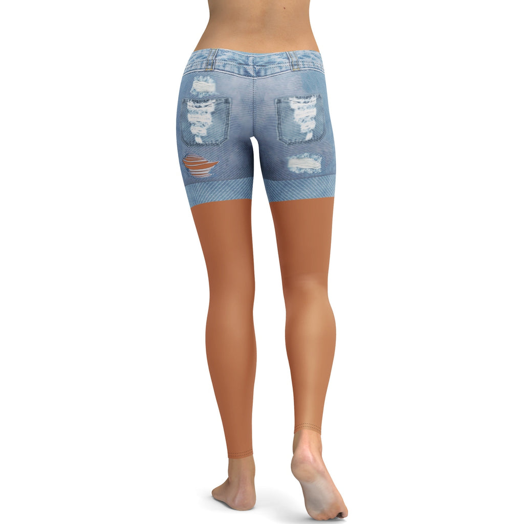 Medium Brown Denim Shorts Leggings