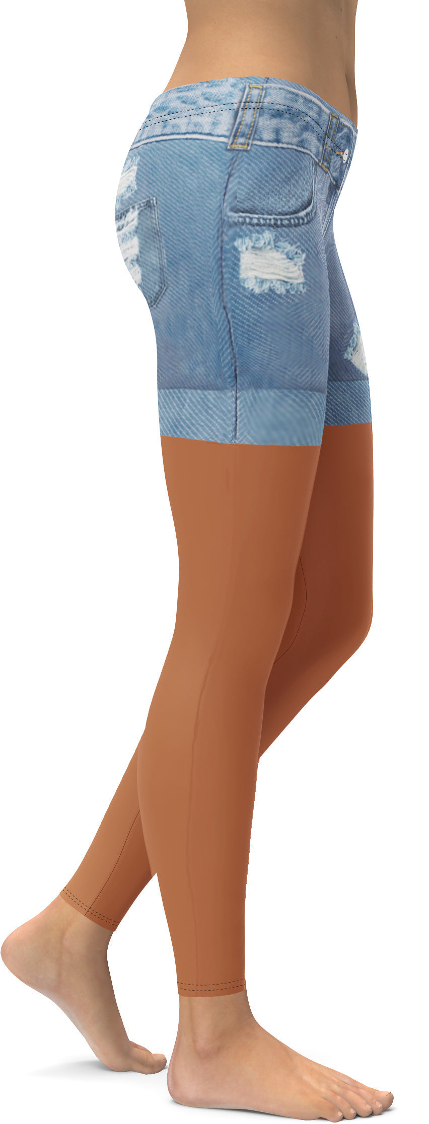 Medium Brown Denim Shorts Leggings